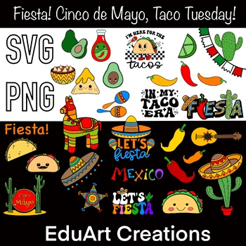 Preview of Fiesta! Taco Tuesday, Cinco de Mayo, Mexican themed clipart