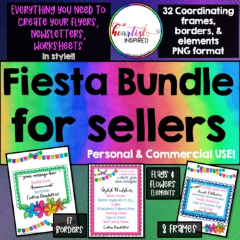 Preview of Fiesta seller's kit w/ FRAMES, borders & flags ~ create commercial use projects