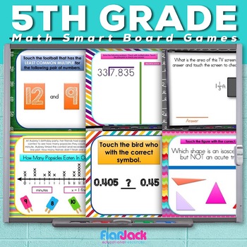 Preview of 5th Grade Math Smart Board Promethean Flipchart Game Bundle