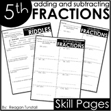 Fifth Grade Add and Subtract Fractions Skill Pages