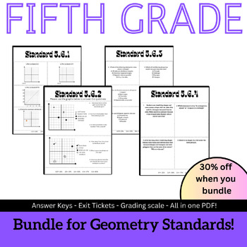 Preview of Fifth Grade BUNDLE for Geometry - Graphing - Identifying Shapes - Classifying