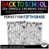Fifth Grade Back to School Coloring Page | Zen Doodle | Mi