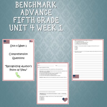 Preview of Fifth Grade Benchmark Advance Unit 4 Week 1 Comprehension Questions