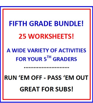 Preview of Fifth Grade Bundle Bargain 25 Worksheets