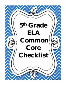 Preview of Fifth Grade Language Arts Common Core Checklist