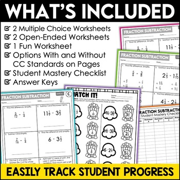 subtracting fractions worksheets by shelly rees tpt