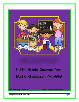 Preview of Fifth Grade Common Core Math Standards Checklist
