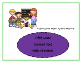 Fifth Grade Common Core Math Standards