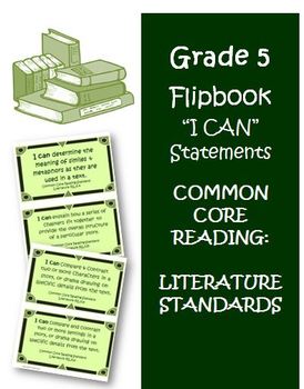 Preview of Fifth Grade Literature I Can Statement Cards