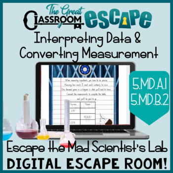 Preview of Fifth Grade Converting Measurements & Interpreting Data Digital Escape Room