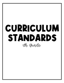 Preview of Fifth Grade Curriculum Standards Checklists