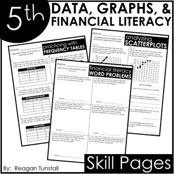 fifth grade data graphs and financial literacy skill pages by reagan tunstall