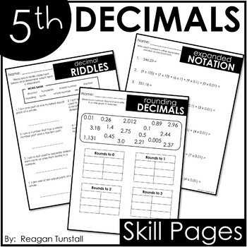 Preview of Fifth Grade Decimals Skill Pages