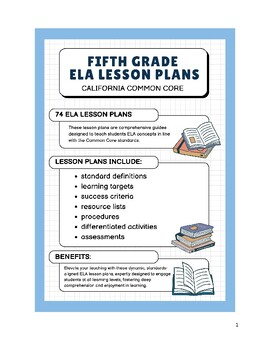 Preview of Fifth Grade ELA Lesson Plans - California Common Core