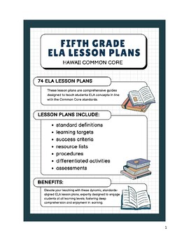 Preview of Fifth Grade ELA Lesson Plans - Hawaii Common Core