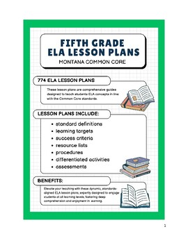 Preview of Fifth Grade ELA Lesson Plans - Montana Common Core