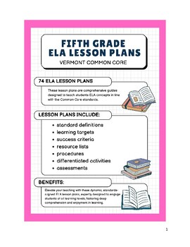 Preview of Fifth Grade ELA Lesson Plans - Vermont Common Core