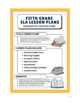 Preview of Fifth Grade ELA Lesson Plans - Washington Common Core