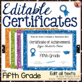 Fifth Grade Editable Graduation Certificates - Glitter Borders