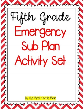 Preview of Fifth Grade Emergency Sub Plan Packet Printable & Digital