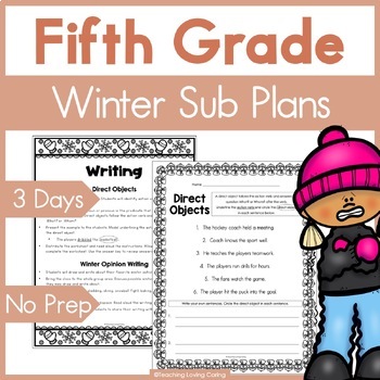 Preview of Fifth Grade Emergency Sub Plans for Winter