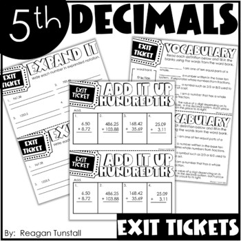 Preview of Fifth Grade Exit Tickets Decimals
