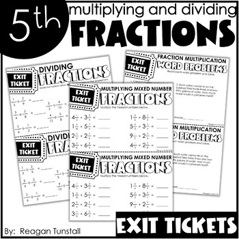 Preview of Fifth Grade Exit Tickets Multiplying and Dividing Fractions