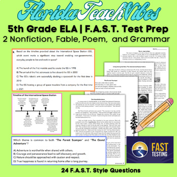 Preview of Fifth Grade F.A.S.T. ELA Practice Test: Comprehensive Reading & Grammar Prep 2