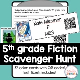 Fifth Grade Fiction Library Scavenger Hunt Cards with QR Codes