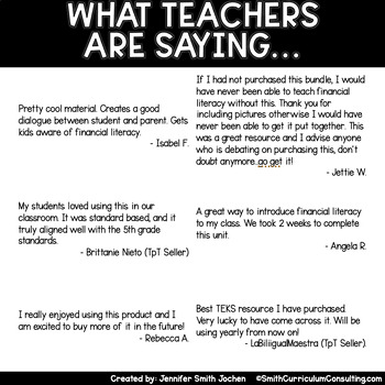 fifth grade financial literacy interactive notebook aligned to teks