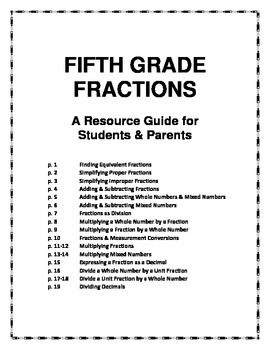 Preview of Fifth Grade Fractions: A Resource Guide for Students and Parents