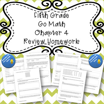 Preview of Fifth Grade Go Math Chapter 4 Review Homework