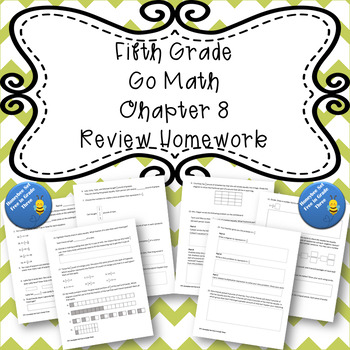 Preview of Fifth Grade Go Math Chapter 8 Review Homework