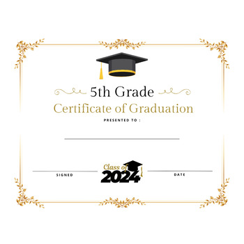 Preview of 5th Fifth Grade Graduation Diploma Certificate Printable