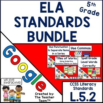 Preview of Fifth Grade Grammar Bundle L.5.2 | Google Slides