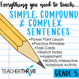 5th Grade Grammar Unit: Simple, Compound & Complex Sentences
