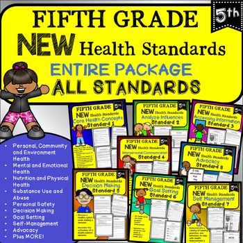 Preview of 5th Grade NEW Health Worksheets and Activities: Standards for the Entire Year!!