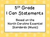 Fifth Grade I Can Statements (NC Music) - Shades of Orange Dots