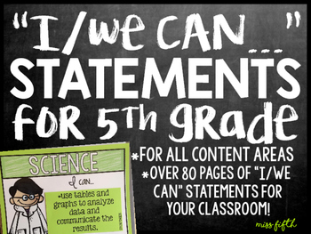 Preview of Fifth Grade "I can" Statements for EVERY Subject!