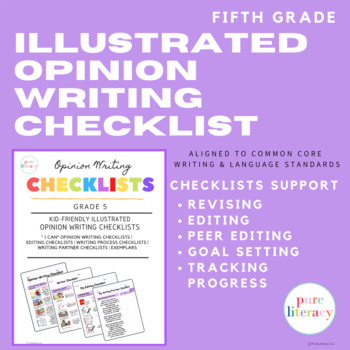 Preview of Fifth Grade Illustrated Opinion/Argument Writing Checklist
