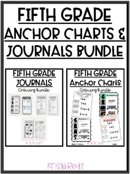 Preview of Fifth Grade Math Anchor Charts & Journal Bundle {decimals, fractions, division}