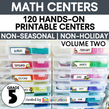 Preview of Fifth Grade Math Centers | NO HOLIDAYS | Hands-On Activities