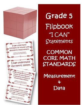 Preview of Fifth Grade Math Common Core Measurement and Data I Can Cards