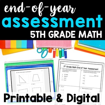 Preview of 5th Grade End of Year Math Assessment, Basic Diagnostic, Spring Skills Review