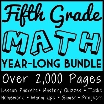 Preview of 5th Grade Math Curriculum Bundle, Guided Daily Intervention Practice Worksheets