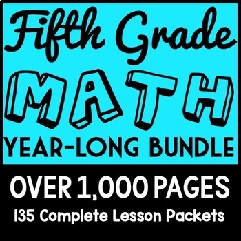 Preview of 5th Grade Math Curriculum LESSONS ONLY, 5th Grade Math Review Packets Worksheets