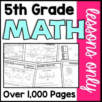 Preview of 5th Grade Math Curriculum LESSONS ONLY, 5th Grade Math Review Packets Worksheets