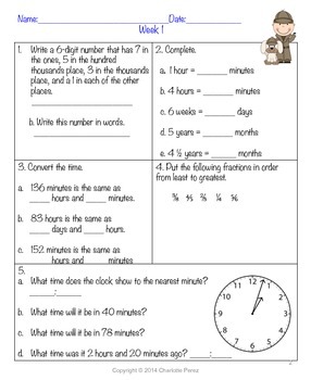 Fifth Grade Math Homework for the Year by Charlotte Perez | TpT