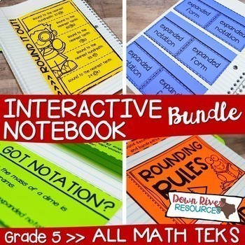 Preview of Fifth Grade Math Interactive Notebook Bundle- All TEKS Standards