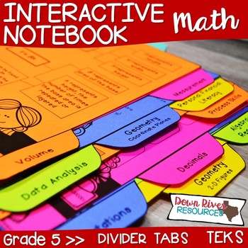 Preview of Fifth Grade Math Interactive Notebook: Divider Tabs for Organization (TEKS)